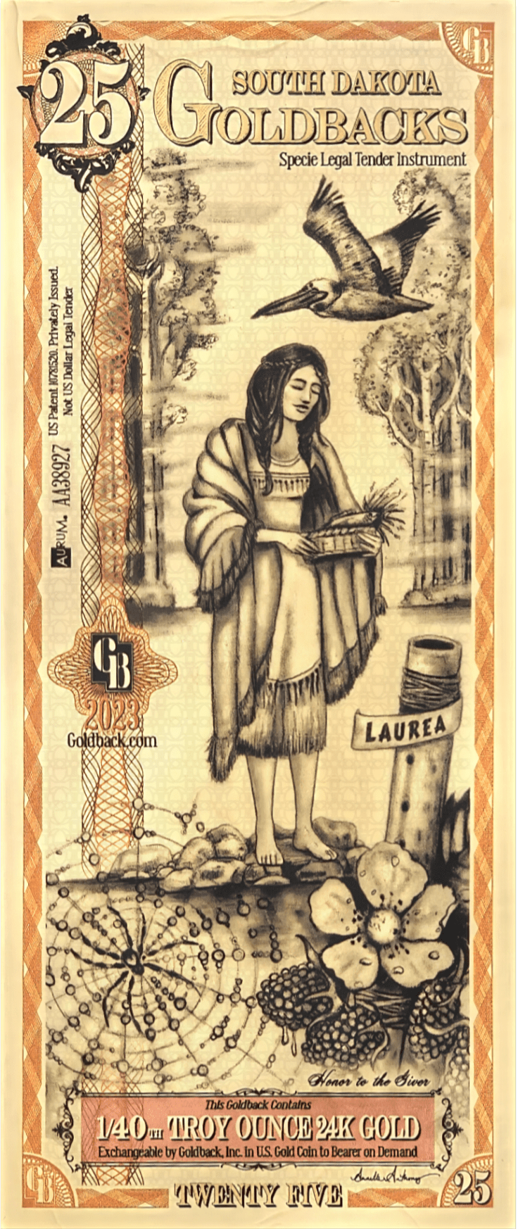 25 Goldback de Dakota del Sur