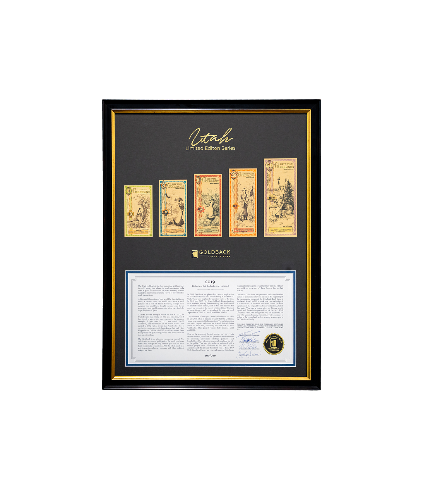 Edición de coleccionista enmarcada de Utah Goldback