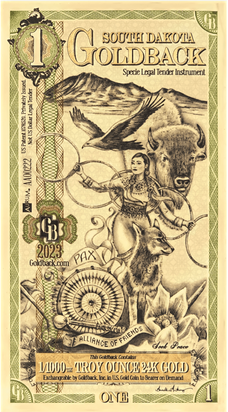 1 Goldback de Dakota del Sur