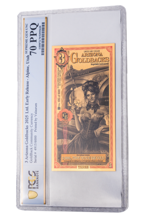 Limited Early Release Arizona 3 Goldback PCGS Graded 70