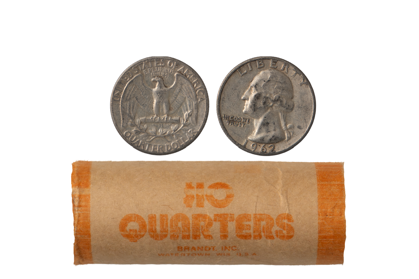 90% Silver Washington Quarters 40-Coin Roll (Circulated - AU)