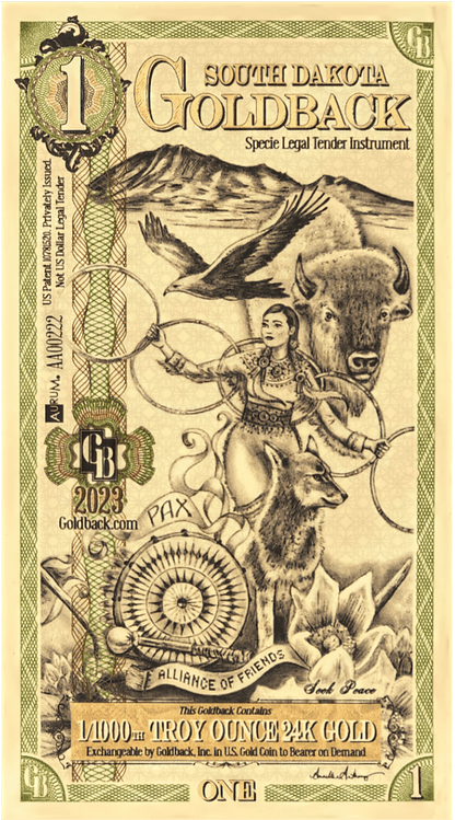1 Goldback de Dakota del Sur