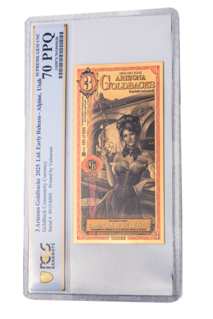 Limited Early Release Arizona 3 Goldback PCGS Graded 70
