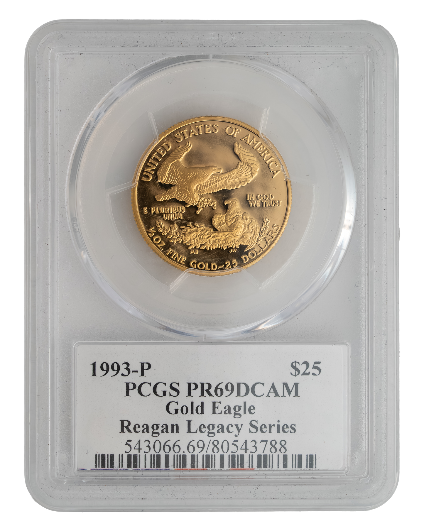 1993-P American Gold Eagle 1/2 oz PCGS PR69 Michael Reagan Reagan Legacy Series
