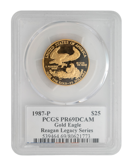 1987-P American Gold Eagle 1/2 oz PCGS PR69 Reagan Legacy Series Michael Reagan