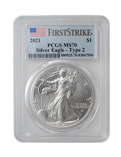 2021 American Silver Eagle Type 2 - PCGS MS-70 First Strike