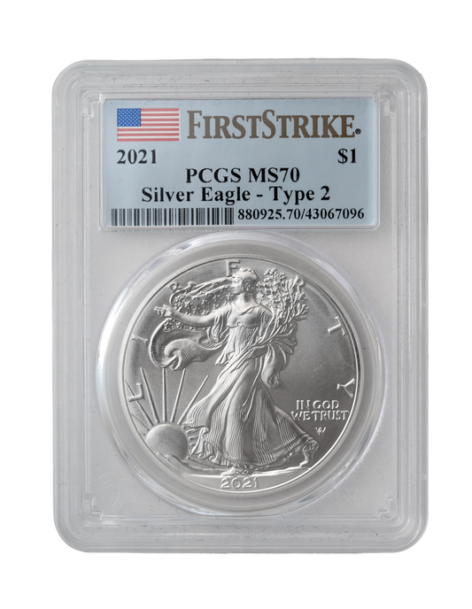 2021 American Silver Eagle Type 2 - PCGS MS-70 First Strike