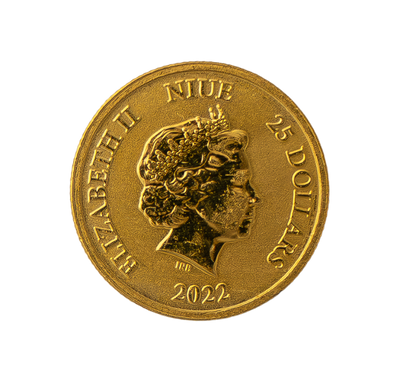 2022 Washington Monument Elizabeth II New Zealand Mint $25 1/4 oz Gold Coin