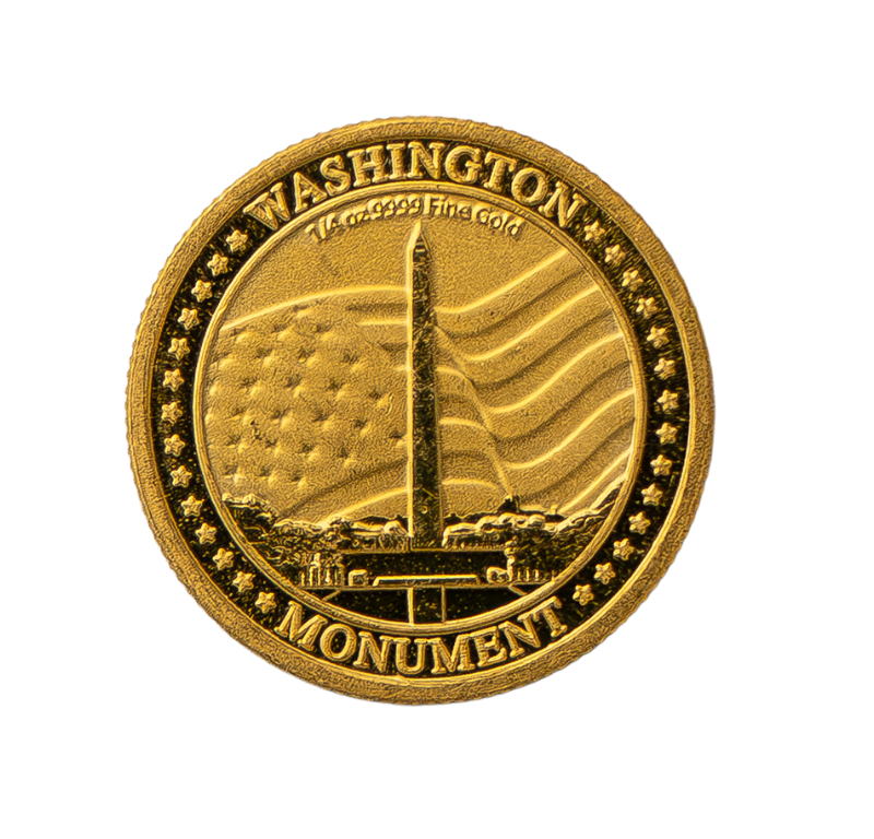 2022 Washington Monument Elizabeth II New Zealand Mint $25 1/4 oz Gold Coin
