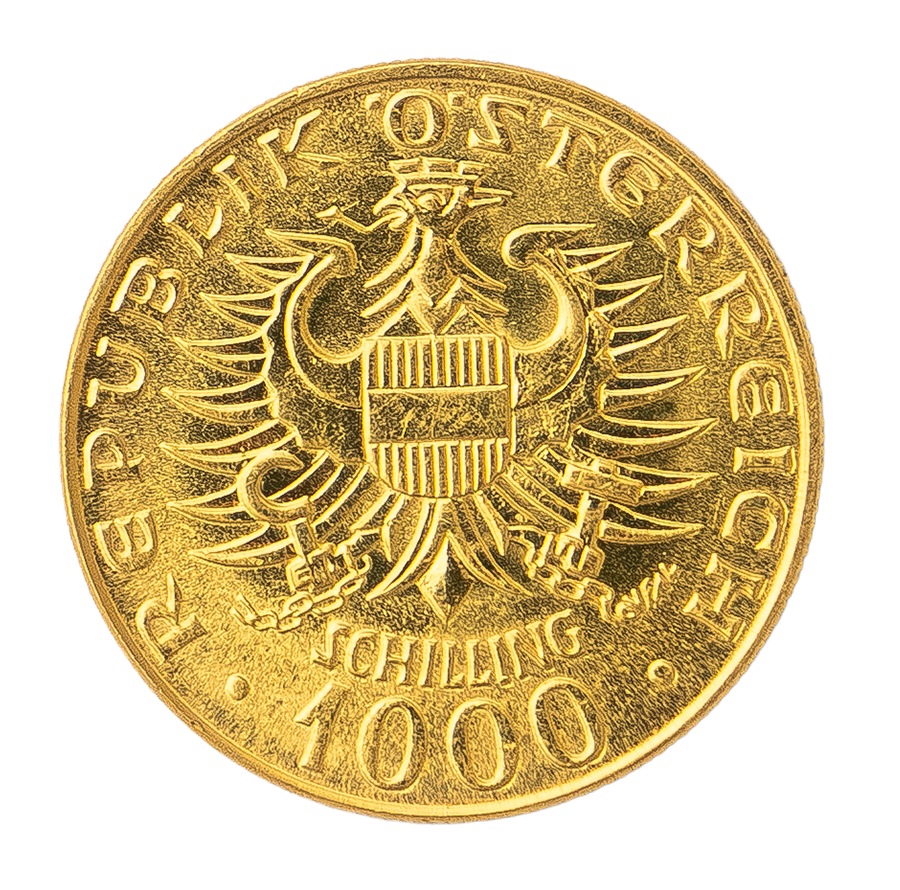 Moneda de oro de 1000 chelines austríacos de 1976 Babenberger