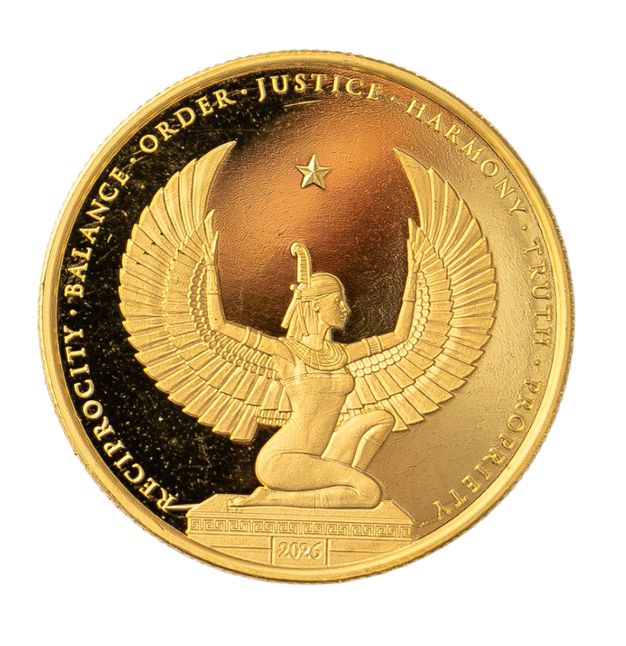 Moneda Ma'at Diosa Egipcia de Oro Kinesis de 1 oz