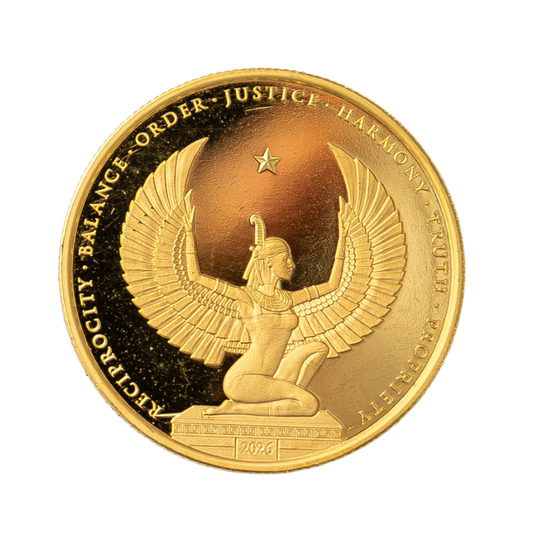 1 oz Gold Kinesis Mint Egyptian goddess Ma’at Coin