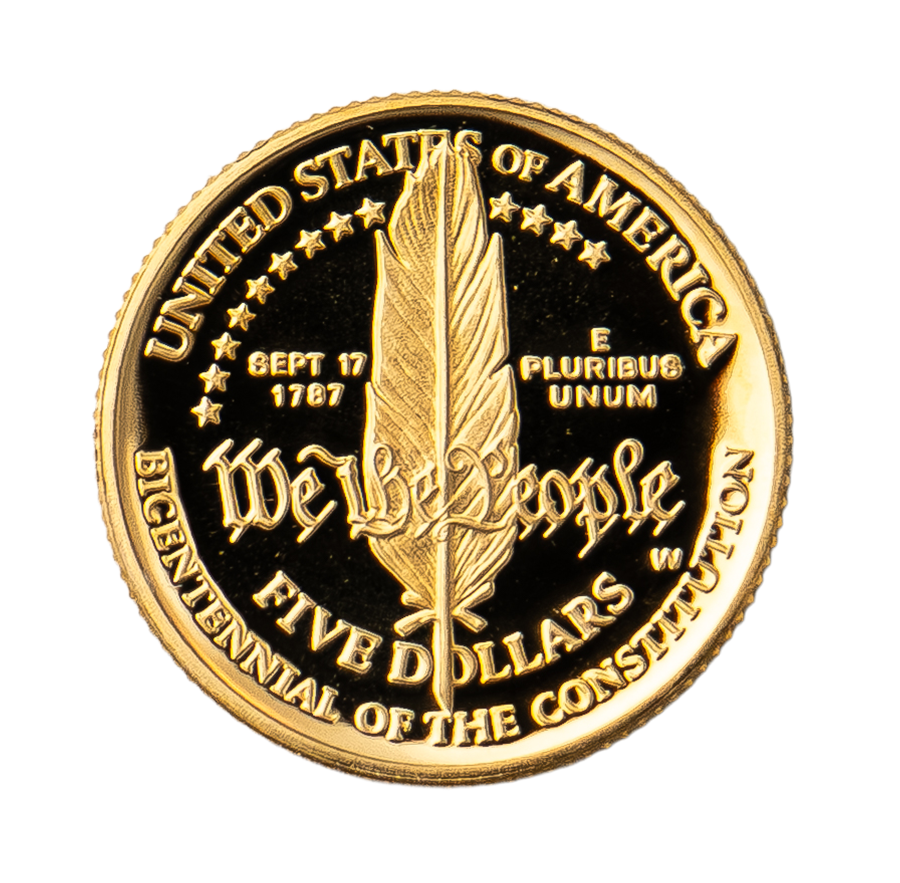 Moneda de Oro de $5 del Bicentenario de la Constitución de 1987-W