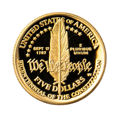 Moneda de Oro de $5 del Bicentenario de la Constitución de 1987-W