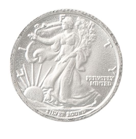Money Metal Exchange 1/10th oz Silver Eagle Walking Liberty Round