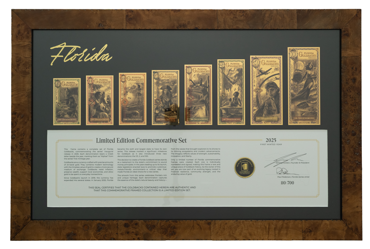 Florida Commemorative Framed Goldback Set – Alpine Gold Exchange