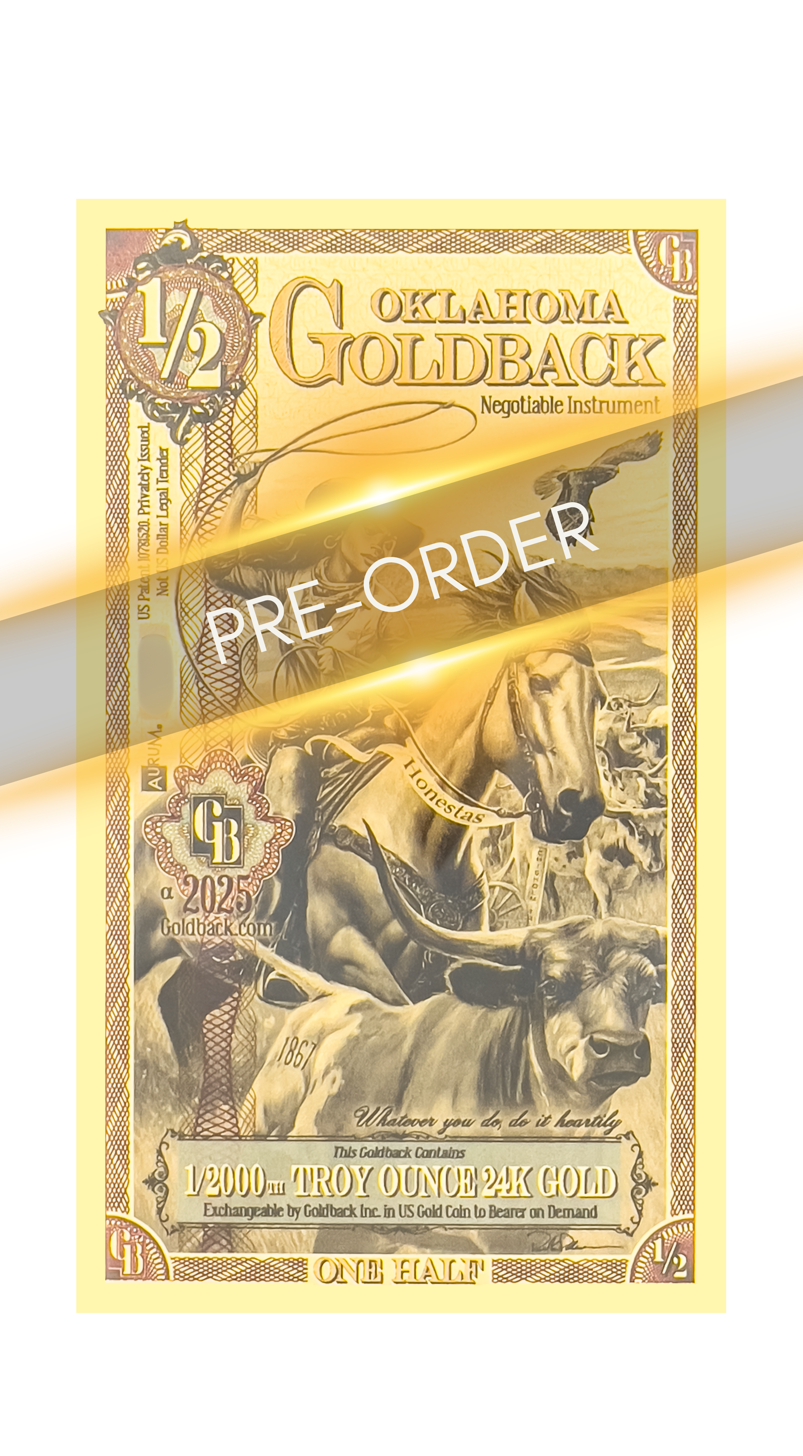 PREORDER - ½ Oklahoma Goldback Alpha