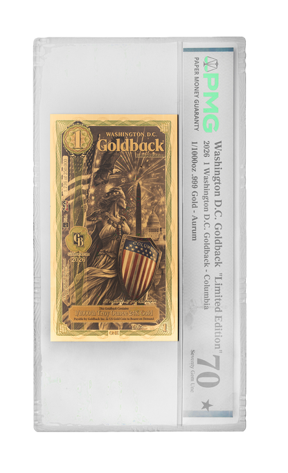 Washington D.C. Goldback -Colorized Graded PMG 70