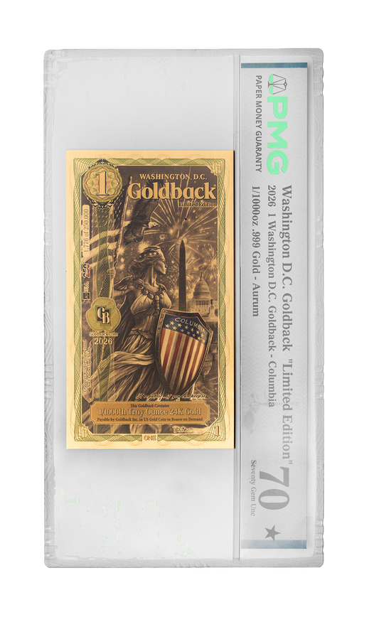Washington D.C. Goldback -Colorized Graded PMG 70